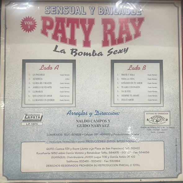 PATY RAY - SENSUAL Y BAILABLE VOL.1 LP (DE EPOCA)