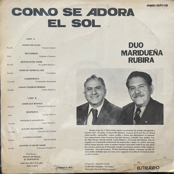 DUO MARIDUEÑA RUBIRA - COMO SE ADORA EL SOL LP (DE EPOCA)