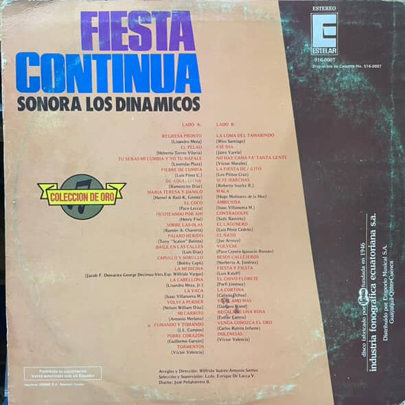 SONORA LOS DINAMICOS - FIESTA CONTINUA VOL.8 LP (DE EPOCA