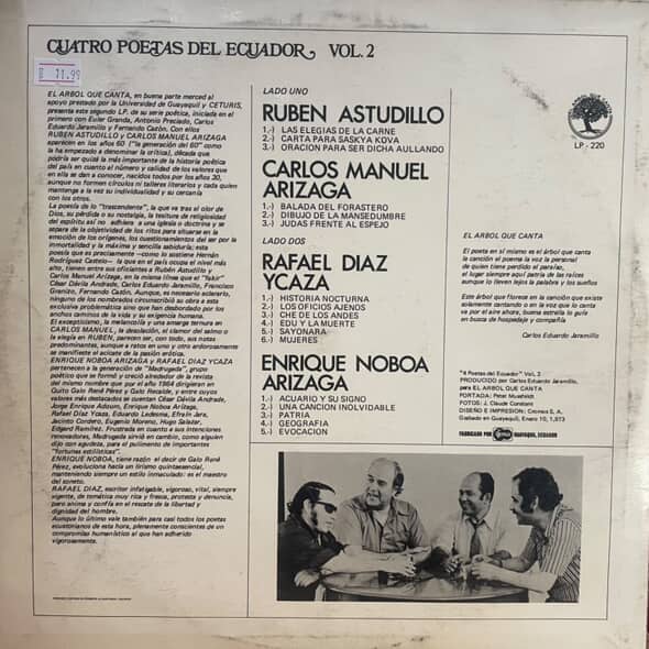 CUATRO POETAS DEL ECUADOR VOL 2 LP (DE EPOCA)