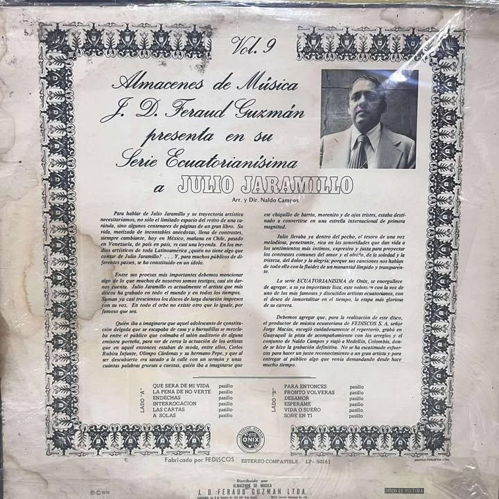 JULIO JARAMILLO - SERIE ECUATORIANISIMA VOL.9 LP