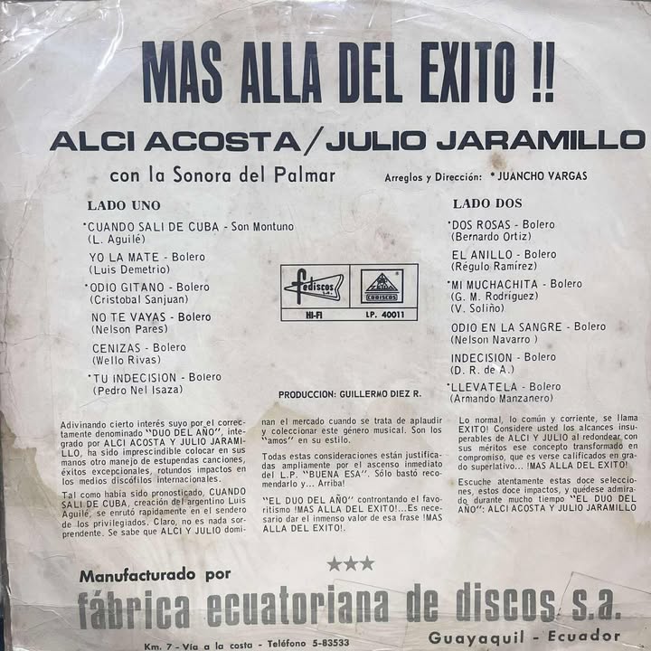 JULIO JARAMILLO Y ALCI ACOSTA - MAS ALLA DEL EXITO LP (DE EPOCA)