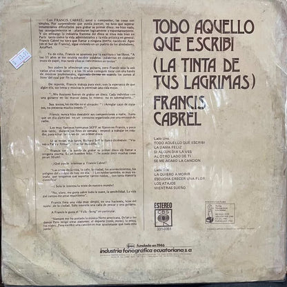 FRANCIS CABREL - TODO AQUELLO QUE ESCRIBI LP (DE EPOCA)