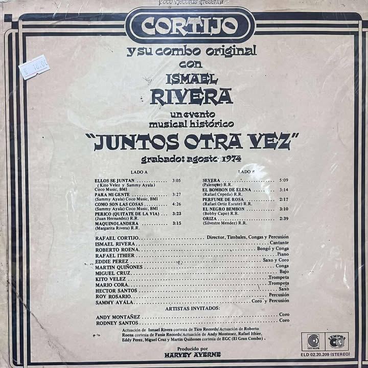 CORTIJO Y SU COMBO ORIGINAL CON ISMAEL RIVERA - JUNTOS OTRA VEZ LP (DE EPOCA)