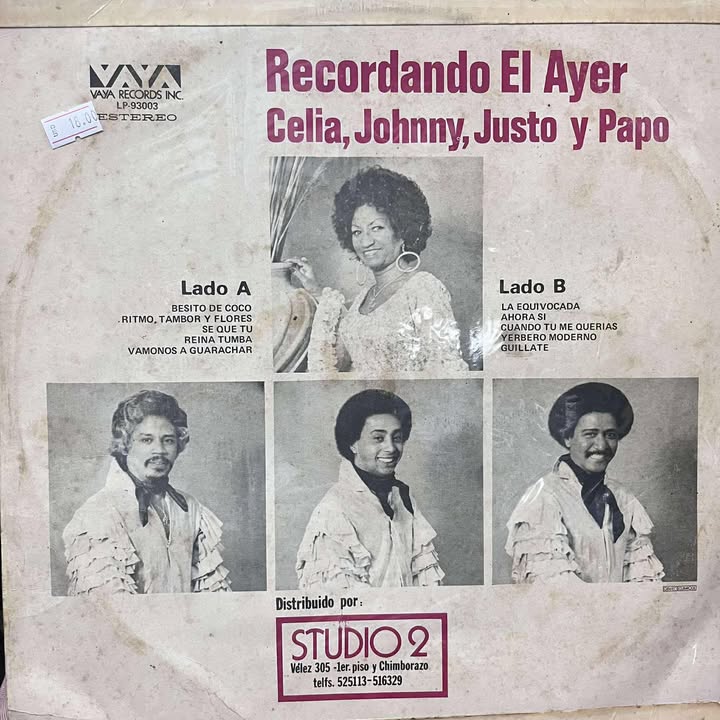 CELIA, JOHNNY, JUSTO Y PAPO - RECORDANDO EL AYER LP (DE EPOCA)