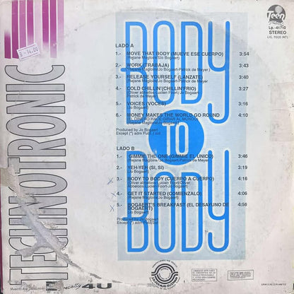 TECHNOTRONIC - BODY TO BODY LP (DE EPOCA)