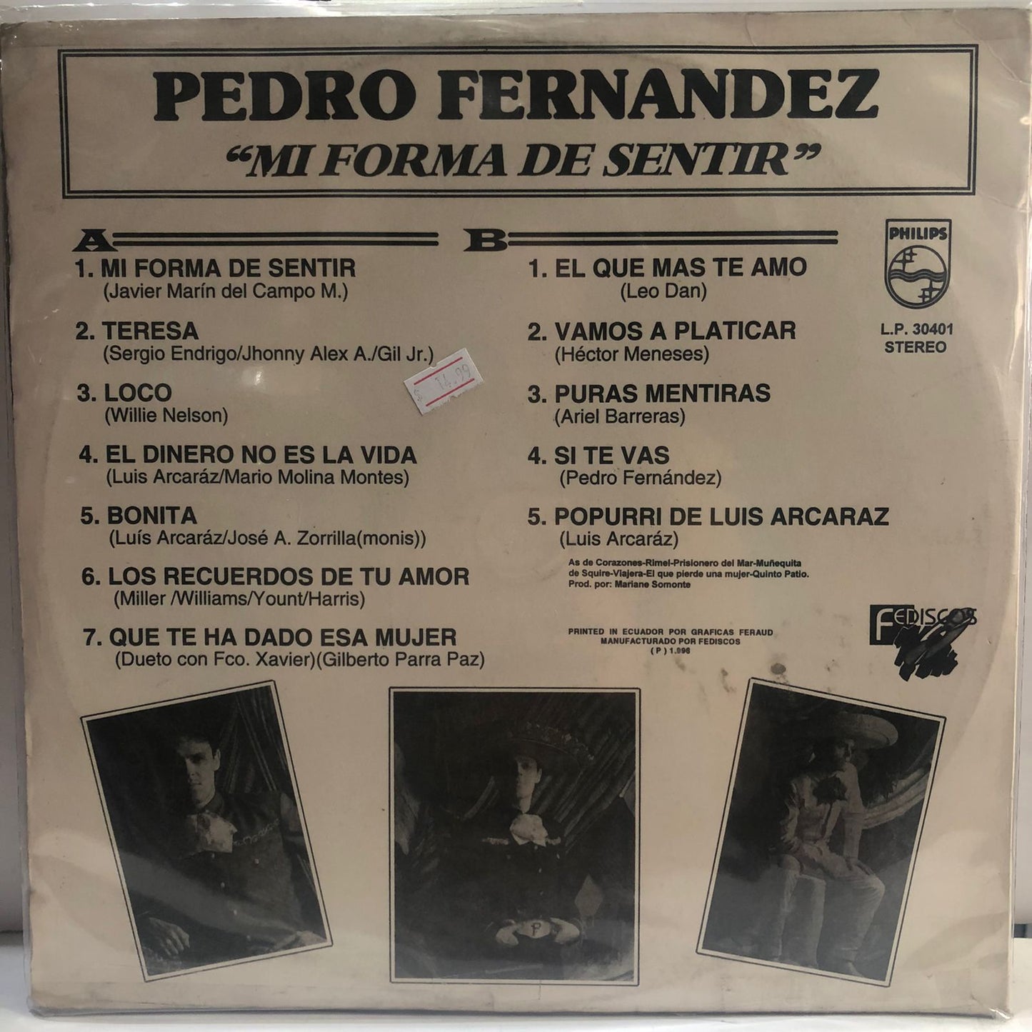 PEDRO FERNANDEZ - MI FORMA DE SENTIR LP