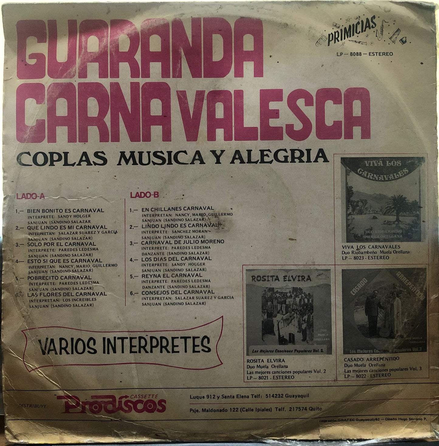 GUARANDA CARNAVALESCA - VARIOS INTERPRETES LP