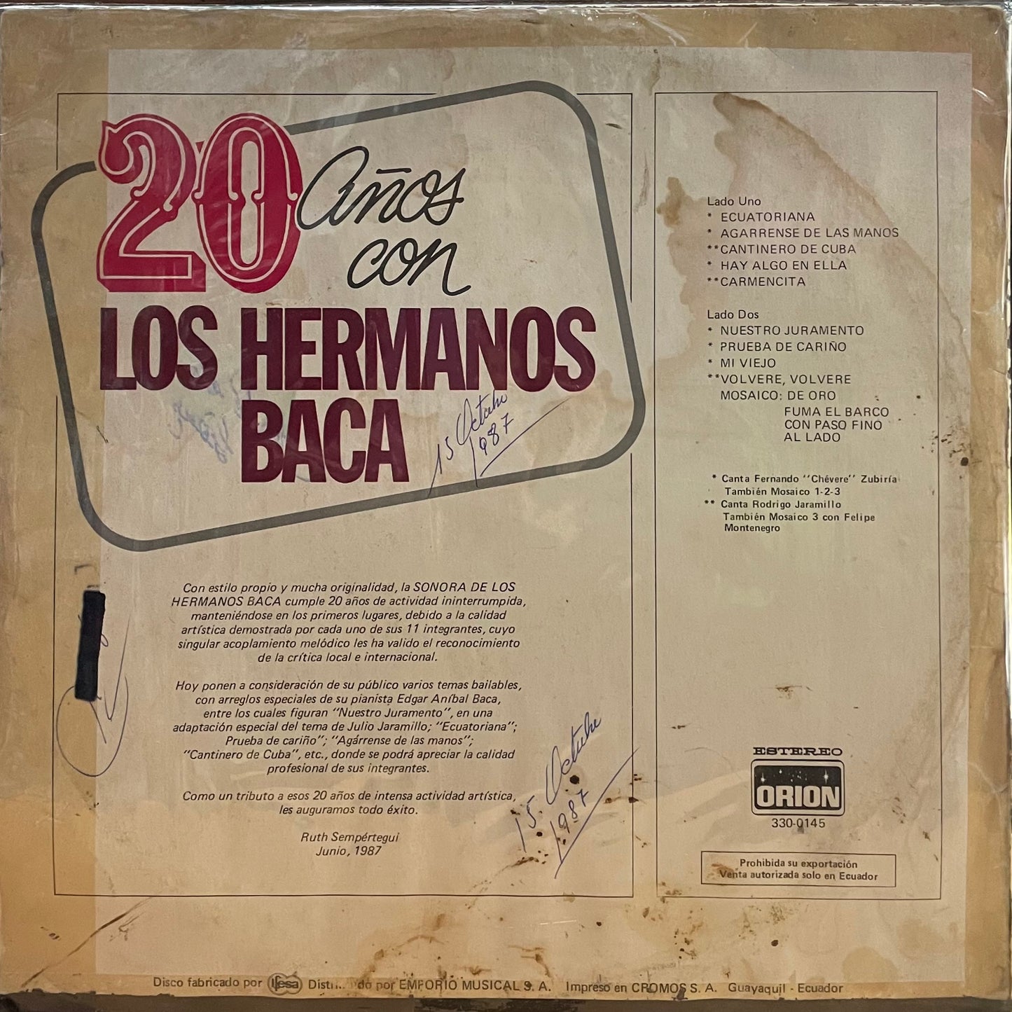 LOS HERMANOS BACA - 20 AÑOS CON LP