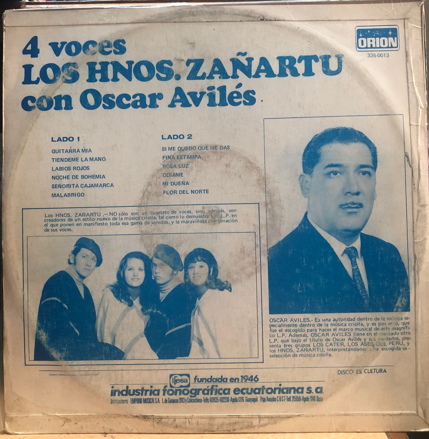 LOS HNOS ZAÑARTU CON OSCAR AVILES - 4 VOCES  LP