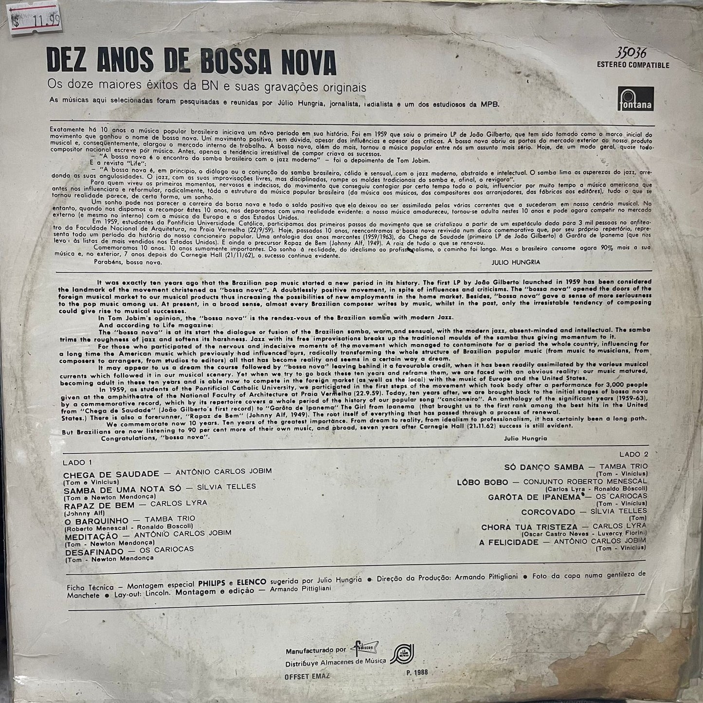 BOSSA NOVA - 10 AÑOS LP