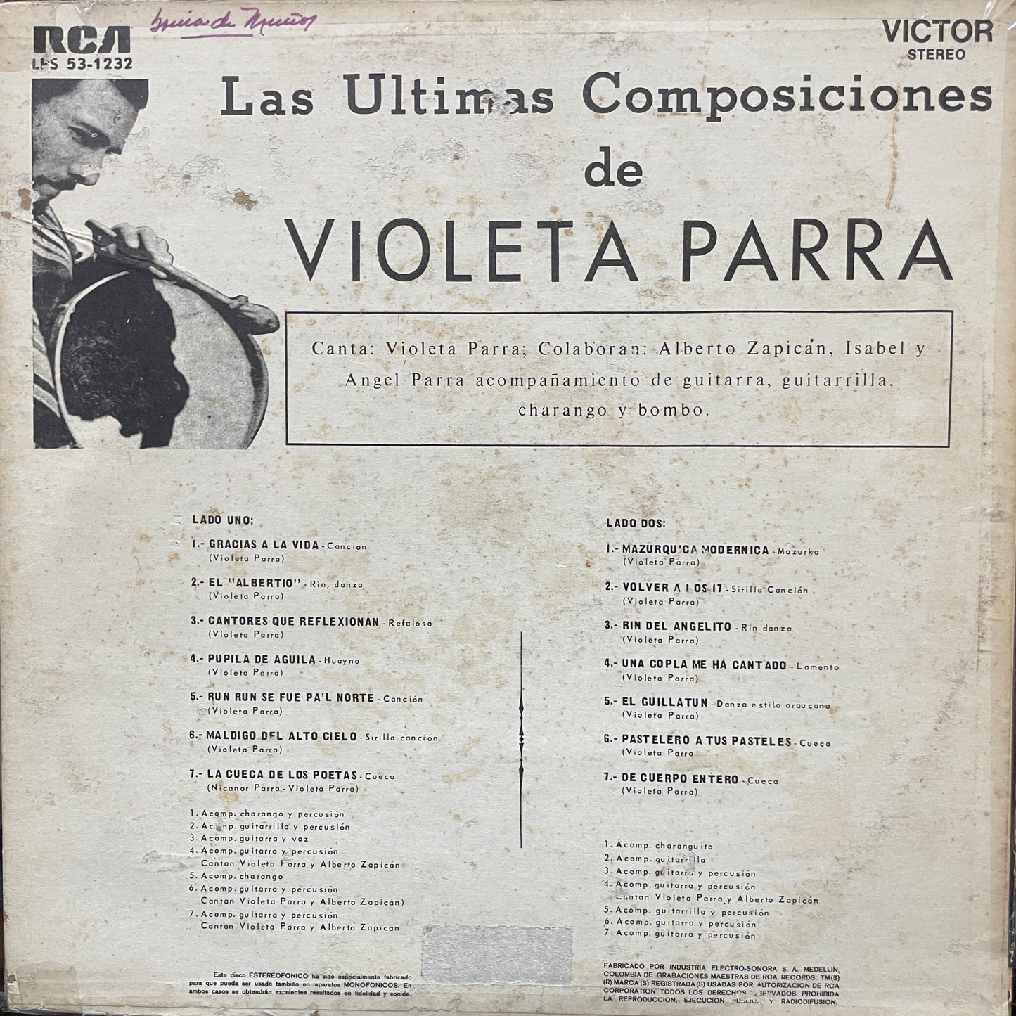 VIOLETA PARRA - LAS ULTIMAS COMPOSICIONES DE LP