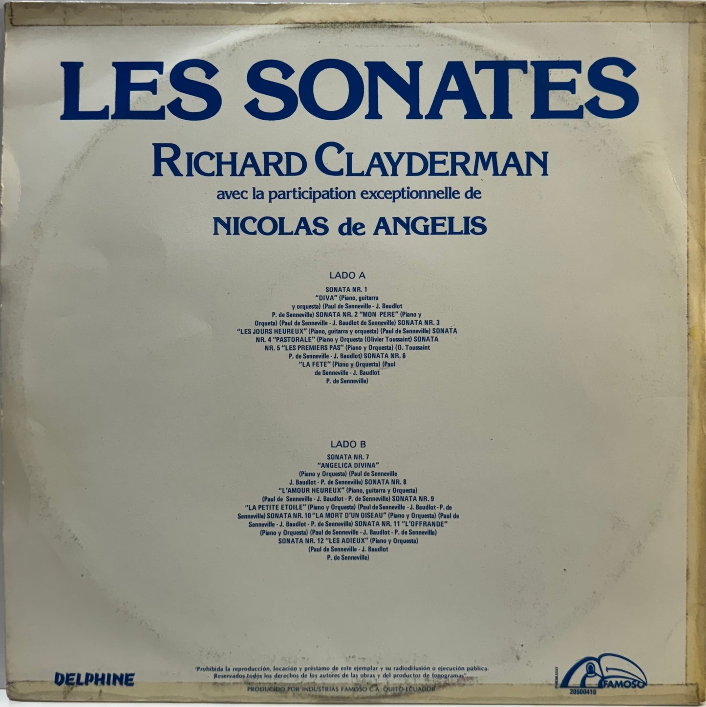 RICHARD CLAYDERMAN - LES SONATES  LP