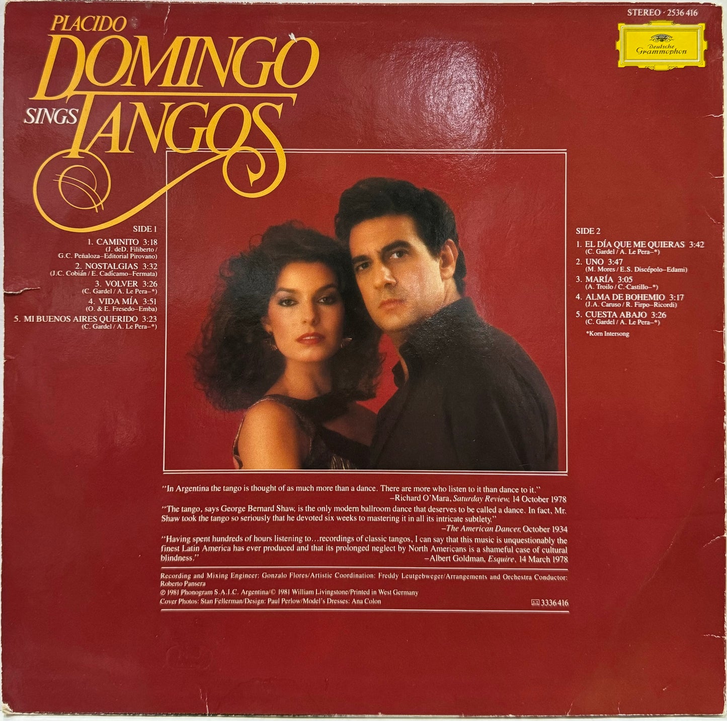 PLACIDO DOMINGO - SINGS TANGOS  LP