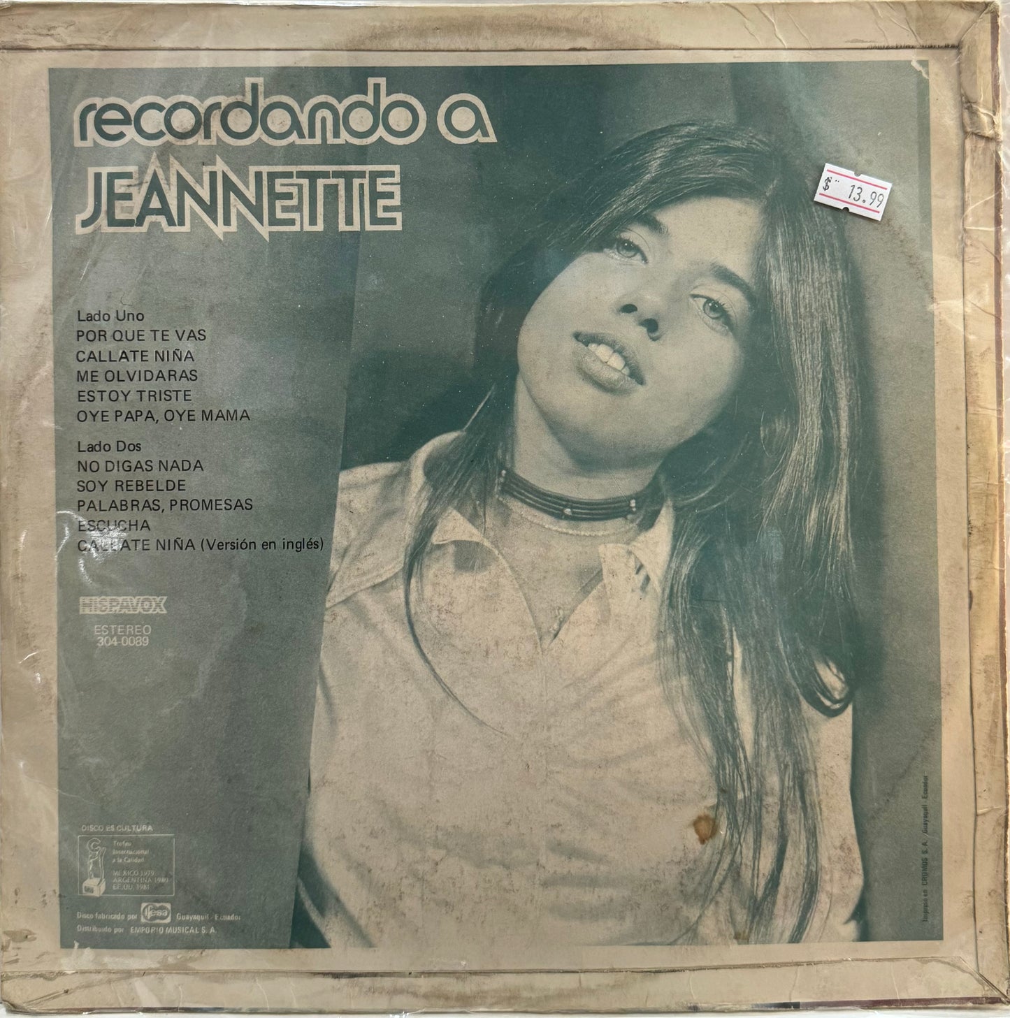 JEANETTE - RECORDANDO A JEANNETTE  LP