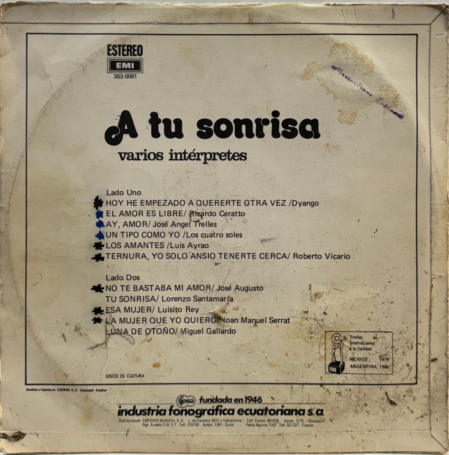 A TU SONRISA - VARIOS INTERPRETES  LP