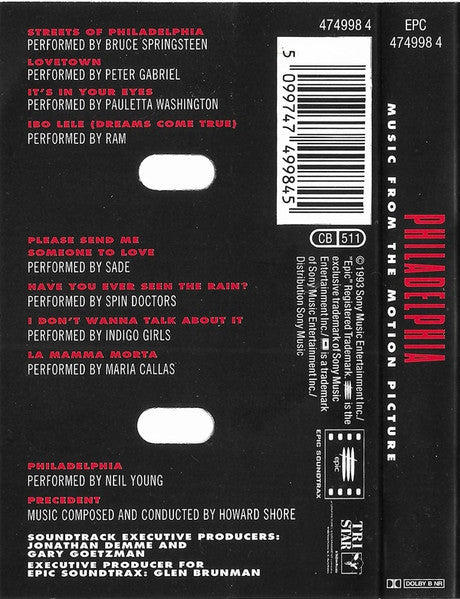 PHILADELPHIA - MUSIC FROM THE MOTION PICTURE CASSETTE