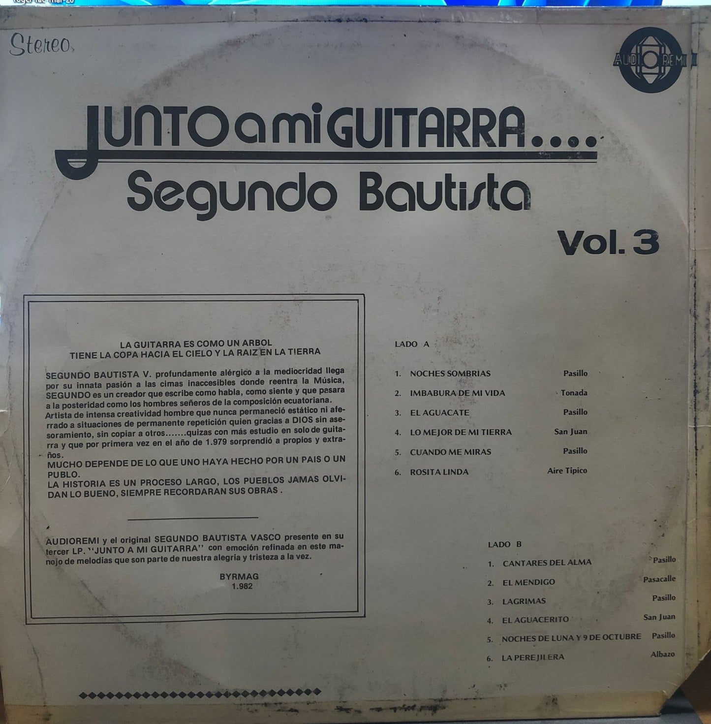 SEGUNDO BAUTISTA - JUNTO A MI GUITARRA VOL.3 LP