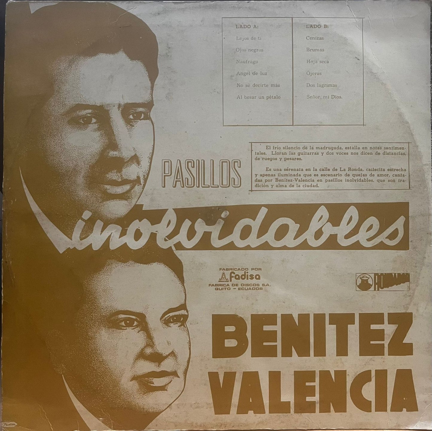 BENITEZ - VALENCIA - PASILLOS INOLVIDABLES  LP