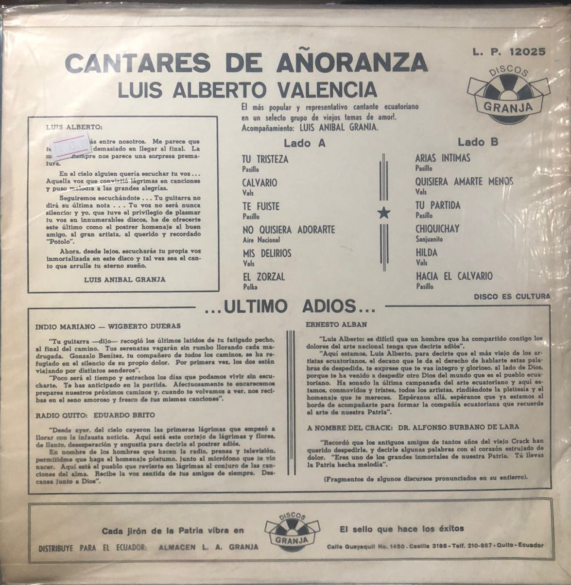 LUIS ALBERTO VALENCIA - HOMENAJE POSTUMO LP