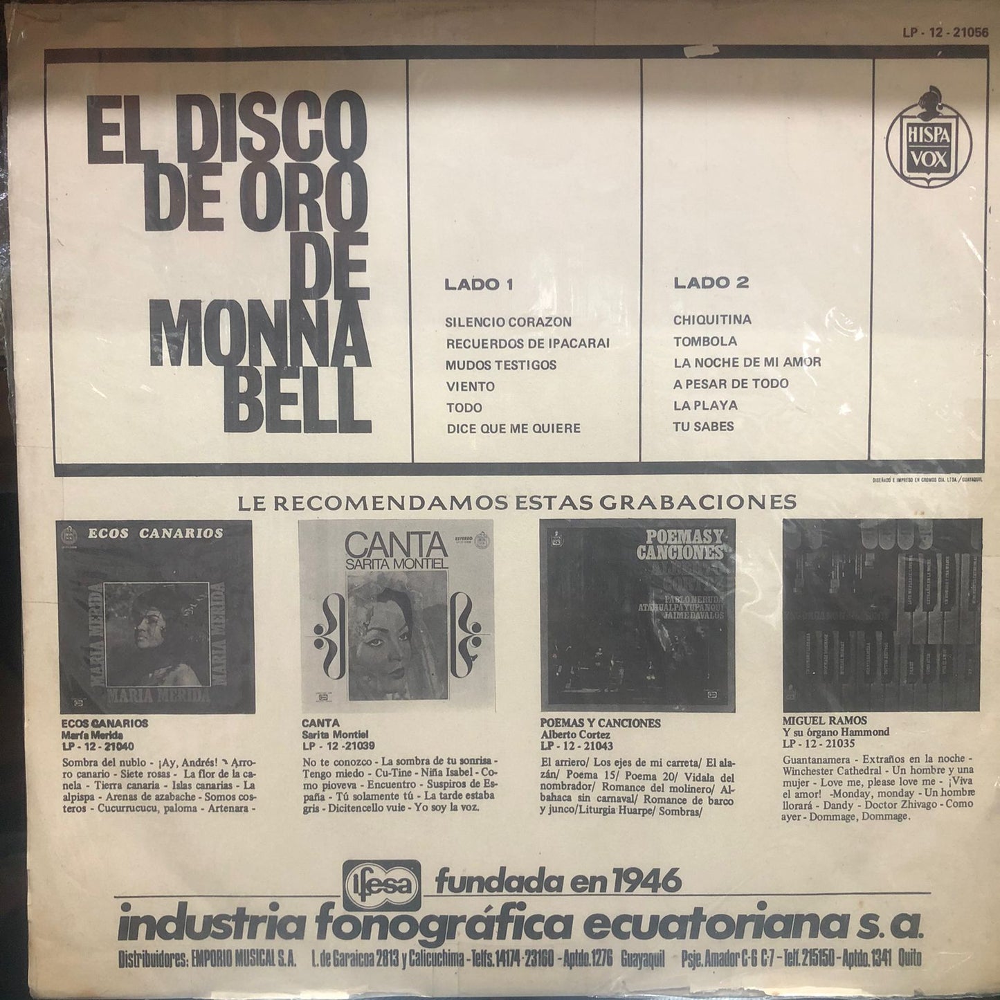 MONA BELL - EL DISCO DE ORO LP