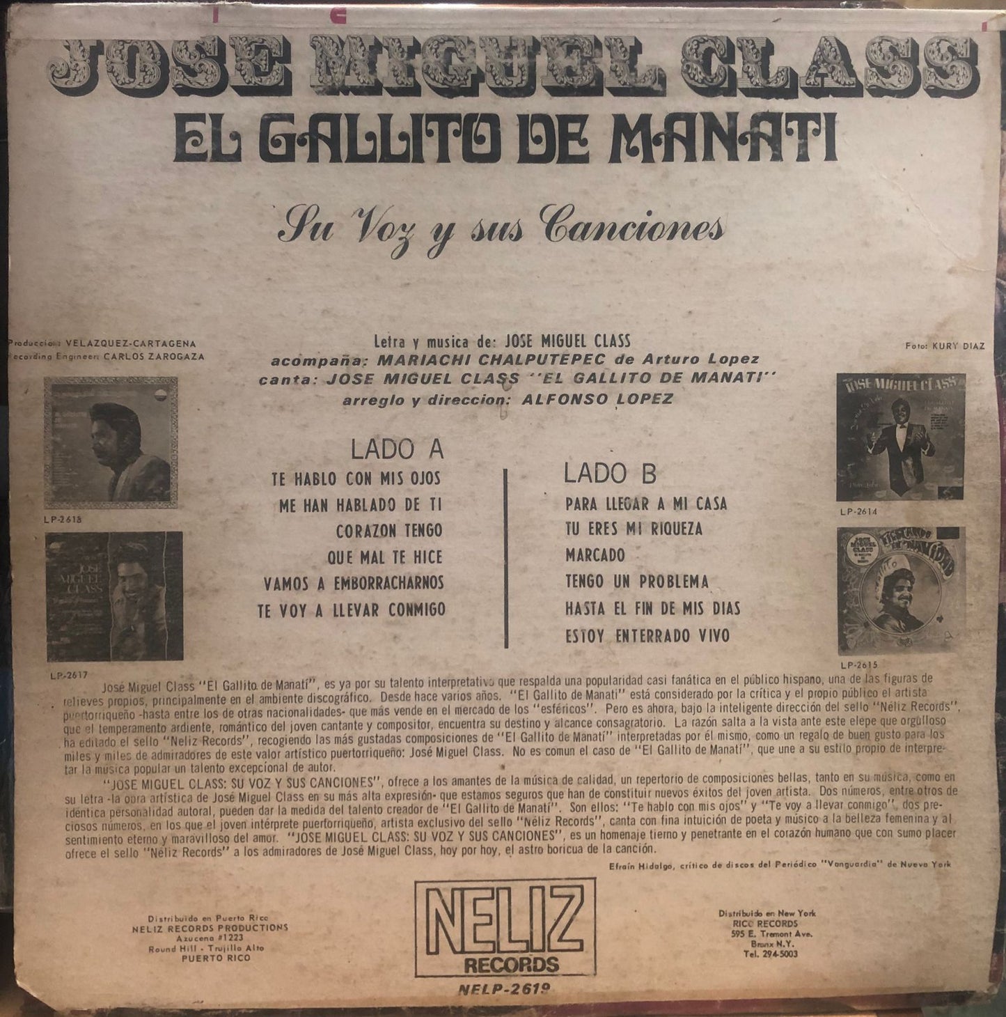 JOSE MIGUEL CLASS - EL GALLITO DE MANATI LP