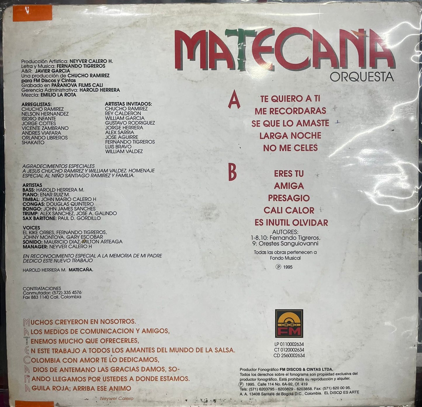 ORQUESTA MATECANA - SENTIMENTAL & Y SALVAJE LP