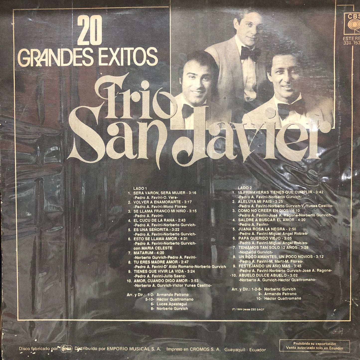 TRIO SAN JAVIER - 20 GRANDES EXITOS LP