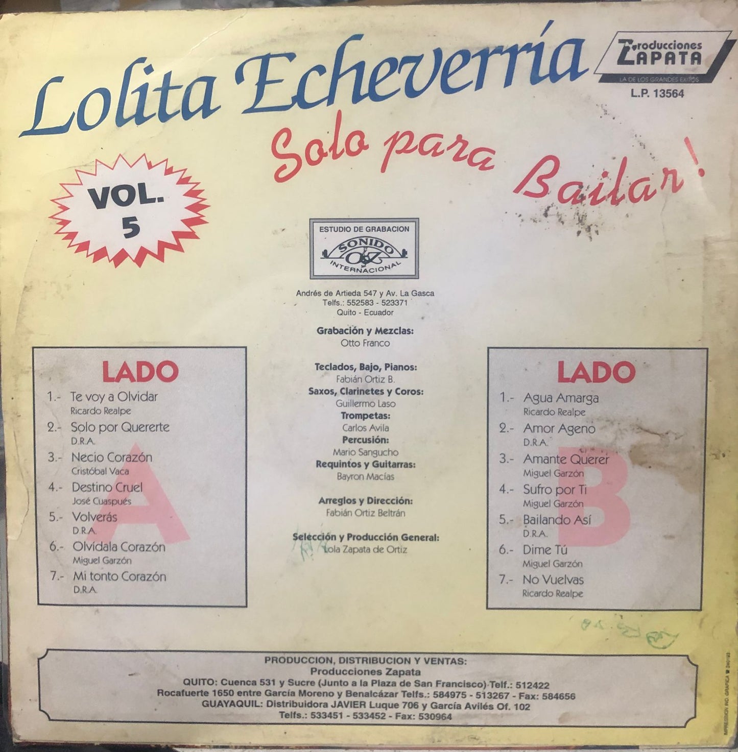 LOLITA ECHEVERRIA - SOLO PARA BAILAR VOL. 5 LP