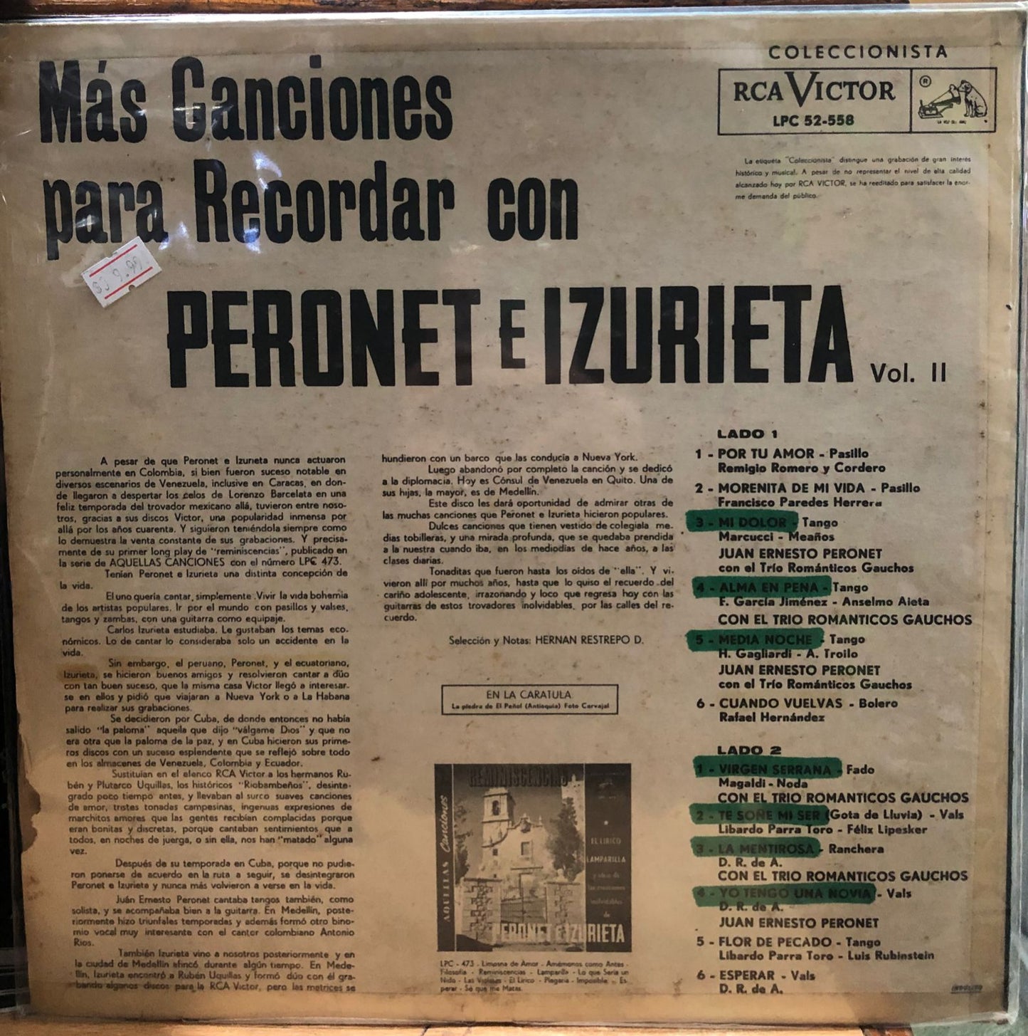 PERONET E IZURIETA - MAS CANCIONES PARA RECORDAR LP