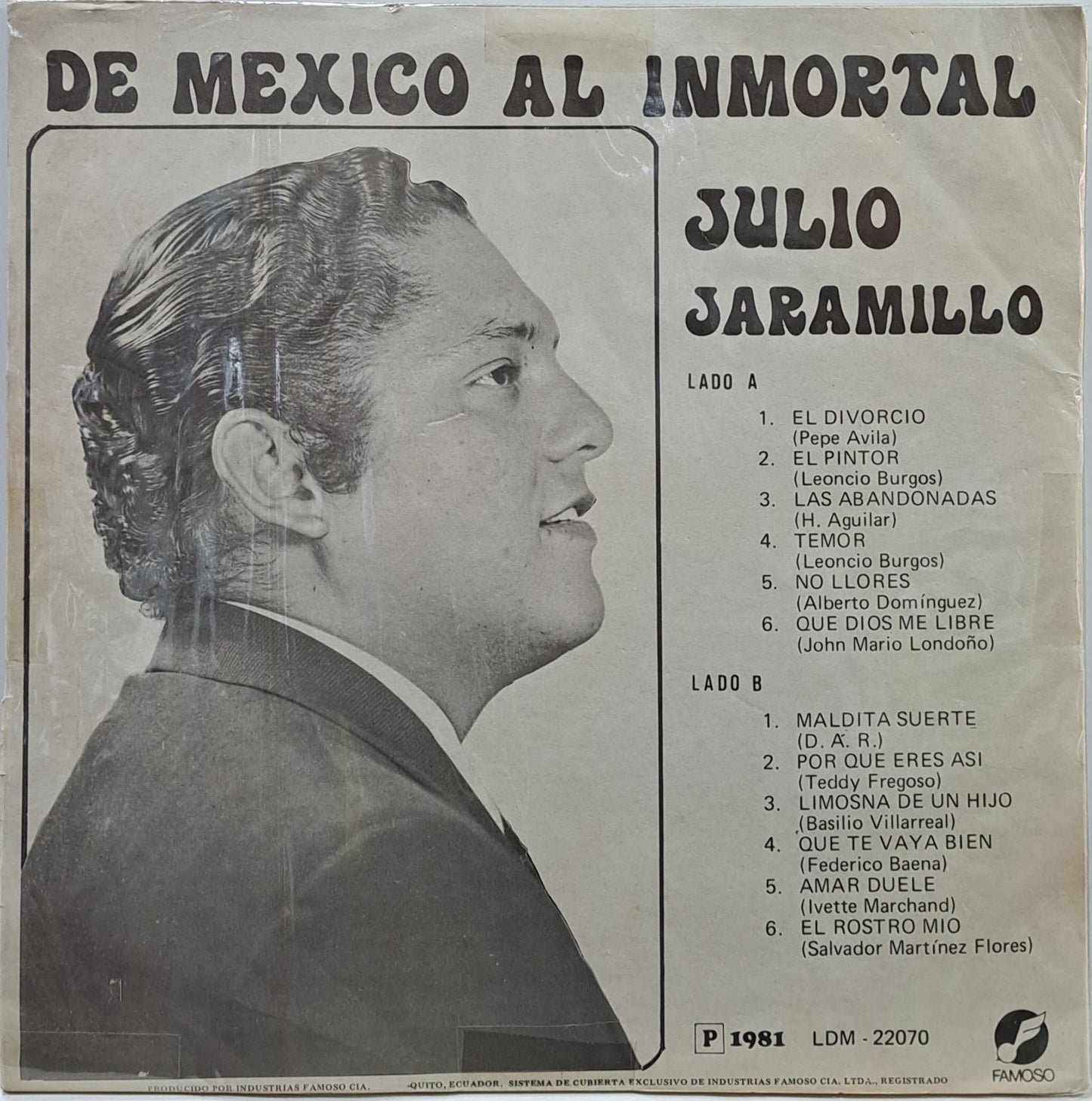 JULIO JARAMILLO - DE MEXICO AL INMORTAL  LP